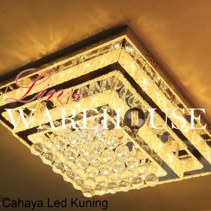 Lampu plafon MINIMALIST CRYSTAL SQUARE 3 COLOUR LED REMOTE ceiling lamp