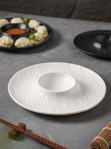 Japanese Style Ceramic Shrimp Dish Commercial Hotel Dining Plate Specialized for Salmon Dumplings BBQ Display Plate