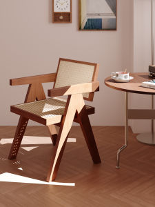 MU FENG ZHI NAN | Rattan Crafted Real Wood Makeup Stool