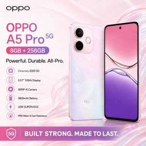 OPPO | 2026 new OPPO A5 Pro 5G Smartphone 8GB+256GB 120Hz Display 50MP Camera Gorilla Glass 7i 5800mAh Battery 45W SUPERVOOC IP69