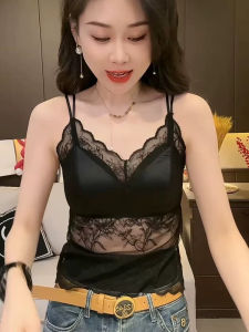 เสื้อชั้นในแบบสายเดี่ยวผ้าซาตินลูกไม้สไตล์ฝรั่งเศส 2025 สำหรับผู้หญิง ชุดชั้นในแบบสวมใส่สบาย ระบายอากาศได้ดี ไม่ต้องใส่เสื้อชั้นใน