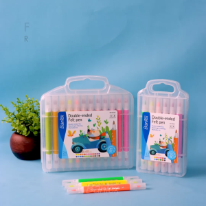 Bantex Felt Pen Dual Tip 24 Warna / Spidol 2 Ujung Marker Lengkap Bisa Dicuci PP Box BK3021