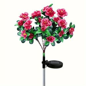 1pc Solar-Powered LED Azalea Flower Lights7-Head Outdoor Garden Decoration with Multi-Color BloomsFor YardPathwayBackyard