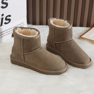 Womens Short Fur Lined Snow Boots Red Anti-Slip Warm Cotton Shoes for Wedding Lucky Year round Snow Boots Fashionable Winter Boots