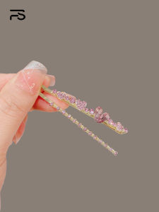 Korean Style Crystal Heart Shaped Hair Clip Metal Side Clip Womens Fashion Hair Accessories Elegant Horizontal Clamp