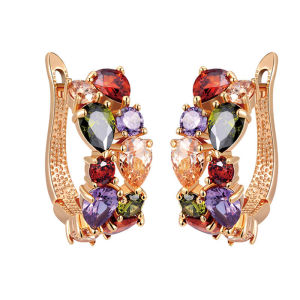 Fashionable Colorful Zircon Ear Cuffs Copper Inlaid 3A Zircon Earrings Stylish Ear Studs Womens Jewelry Fashion Accessories