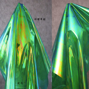 Green Laser PVC Fabric Magic Color Waterproof Transparent Stage Clothing Fabric Profile Three-Dimensional Gradient TPU Handwork Cloth