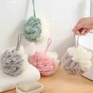 5PCS Large Two Colors Flower Bath Ball / Super Soft Body Shower Balls / Scrubbing Bubble Net Skin Cleaning Tool