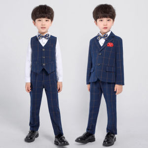 3PCS Boy Suit Set 2026 Slim Fit Handsome Wedding Pageboy Dinner Dress Evening Formal Children Blazer