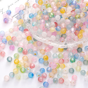 100pcs Multiple Color Acrylic Gold-Dusted Double Color Round Beads for DIY Necklace Bracelet Jewelry Making Accessories Supply