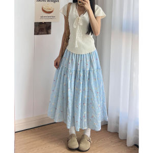 NIANDAIJINGDIAN | Embroidered Floral A-Line Skirt High Waist Slimming