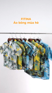 [005] Áo Sơ Mi Bé Trai Họa Tiết Dừa Nhiệt Đới – Mặc Đi Biển Dã Ngoại Cực Chill