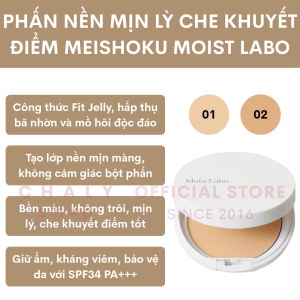 Phấn nền mịn lỳ che khuyết điểm Meishoku Moist Labo SPF34 PA+++ 8G Nhật Bản