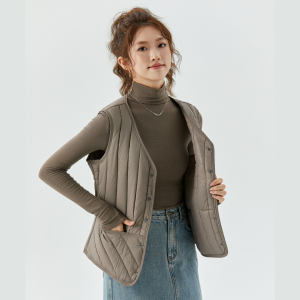 Ladies Short Double-Sided Inner Vest Casual Warm Young Practical Pocket Comfortable Womens Vest 8703 Double-Faced