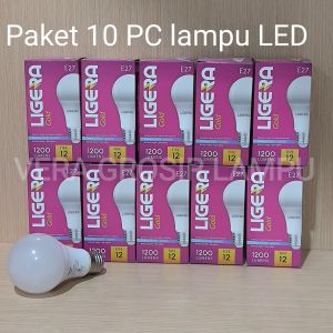 Paket 10 PC lampu LED LIGERA Gold 12W Bulb cahaya putih 6500K super terang E27