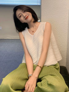 Design Sensation Ruffled Vest Strap Womens Summer New Style Unconventional Loose Slimming T-shirt Unique Top INS