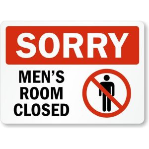 CIFbuy | 2D Metal Restroom Closed Sign Sturdy Aluminum 8x12 Inch Red Caution Decor No Smoking Entry Male Symbol Durable for Public T
