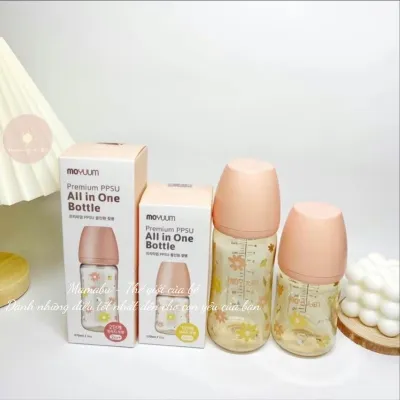( Tặng Kèm Ống Hút Chuyển Đổi ) Bình Sữa Moyuum Nội Địa Hàn Họa Tiết Chất Liệu PPSU Kèm Núm Ti Silicon Siêu Mềm Dung Tích 170ml/ 270ml Mamabu