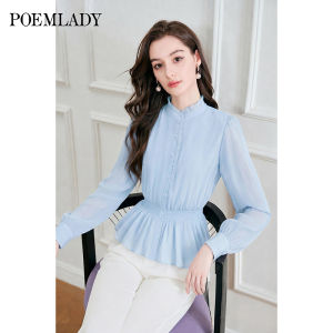 POEMLADY | Waist-accentuating Slim Short Long Sleeve Blouse