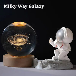 6cm 3D Crystal Ball LED Astronomical Solar System Decoration with Planets Moon Astronaut Design Home Snow Glass Globe for 2026