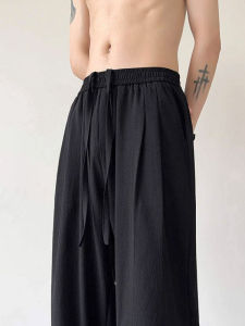 Quần Dài Nam Vải Lụa Băng Mùa Hè Mỏng Rộng Rãi Quần Dài Ống Rộng Màu Đen Quần Tây Thời Trang Quần Dài Thường Ngày Quần Dài Thẳng