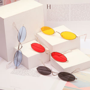 OQ BOGA 12 Styles Retro Women Small Oval Frame Anti UV Sunglasses Female Multicolor Ultralight Metal Full Rim Sun Glasses UV400