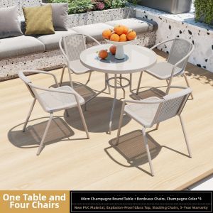 MEIDIHUAFU | Garden Outdoor Dining Set Glass Iron