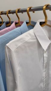 สวยความรูปแบบของเสื้อเชิ้ตคอปกแขนยาวสีแดง ผ้า Oxford มีไซส์ใหญ่ อก 40-51