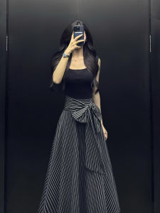 Summer High Waist Halter Neck Sleeveless Vest Top And Midi Skirt Two Piece Set Womens Fashion Korean Style Loose Fit Outfit