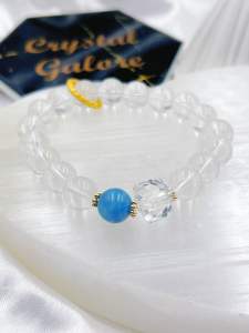 |SG| Clear Quartz Aquamarine Crystal Bracelet (聚宝)