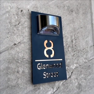 Custom House Number Plaque With LED Backlight Laser Cut Metal Address Sign Waterproof Outdoor Home Door Street Name Signage