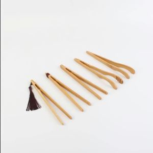 B*1PCS 17.7cm x 1.3cm  Bamboo Teaware Tea Clips Wood Toast Tong Wooden Toaster Bagel Bacon Squeezer Sugar Ice Tea Tongs