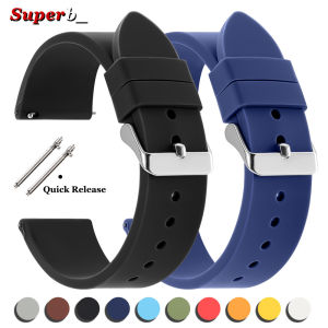 16mm 18mm 20mm 22mm Quick Release Soft Silicone Watch Band Universal Rubber Waterproof Bracelet Replacement Smartwatch Straps