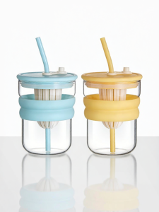 NERVISHI | Borosilicate Glass Heat Resistant Tea Water Separation Straw Cup