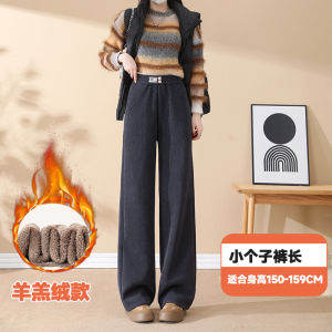 Thickened Warm Lamb Velvet Narrow Wide Leg Pants Autumn Winter Fleece Straight Leg Long Pants Women Slimming Casual Long Trousers
