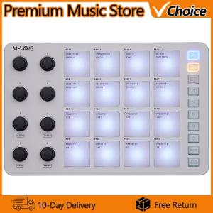 M-VAVE | M-VAVE Wireless Midi Pad Controller SMC-PAD 16 Rgb Velocity Pads 8 Assignable Knobs USB-C Rechargeable for Daw&live Performance