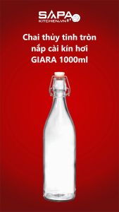 Chai Thủy Tinh Nắp Cài Kín Hơi Giara Bormioli Rocco - 1 Lít
