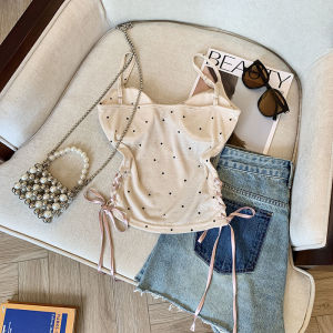 บัลเล่ต์ Bm สไตล์เน็คไทสวย คอวี สายคล้อง เสื้อกั๊ก ผู้หญิง Early ฤดูใบไม้ร่วง สวมใส่ด้านใน เสื้อชั้นนอก ฐาน เสื้อท่อนบน สายคล้อง เสื้อกล้าม เสื้อท่อนบน S