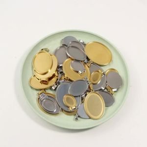 2-5pcs Stainless Steel Oval Bezel Pendant Trays Blank Cabochon Setting Base Tray for DIY Jewelry Making Necklace Charm Supplies
