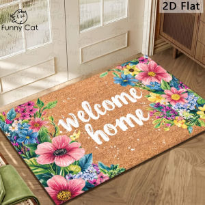 VIKAMA Fresh Flower Floor Mat Anti-Slip Entry Welcome Mat Stain-Resistant Kitchen Bedroom Carpet Home Decoration