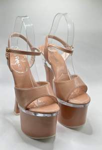 Elegant Pageant Glass Heels 7inches nude color 35-40 sizes