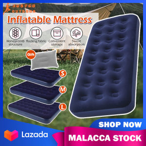 Inflatable Air Bed Single/Queen Size Camping Mattress 22cm Extra Thick Outdoor Flocking Sleeping Bed 充气床 [Free Air Pillow]