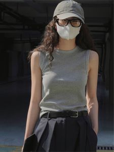 Gray Halter Tank Top For Innerwear and Outwear