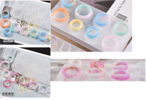 DIY Ring Mold Face round Curved Silicone Mold Dried Flower Glossy Ring Handmade Crystal Glue Mold