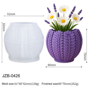 3D Wheat Leaf Vase Silicone Mold DIY Plaster Cement Flower Pot Pen Holder Storage Container Craft Ornament Mold Home Decor