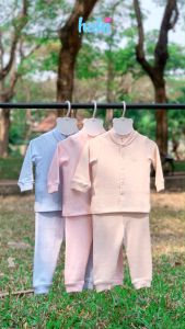 Bộ quần áo thu đông dài tay cài giữa bo cổ Melange Cotton cao cấp HAKI BC004 + Set sơ sinh hàng xuất khẩu cho bé tới 3 tuổi (2.5-15kg) dồ bộ mặc nhà cho bé trai bé gái
