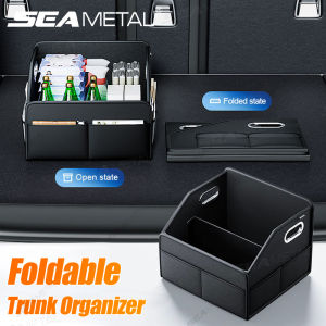SEAMETAL Foldable Car Trunk Organizer Wear-Resistant Waterproof Car Storage Box with 6-Pocket 22.5L Large Capacity Organizer
