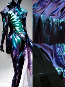 Gradient Luminous Purple Blue Fabric: Elastic Stage Nightclub Laser Performance Designer Clothing DIY Home Sponge Pad Material