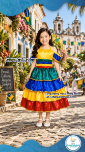 United Nation Brazil Argentina Panama Gown Dress for Kids Girl National Attire for UN Events