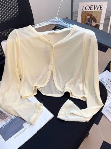 Ultra-Thin Open Cardigan Short Sleeveless Outerwear Childrens Summer Sun Protection Shawl Autumn Long Sleeve Baring Top